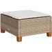 Tabouret de jardin et coussin beige 63,5x56x32cm résine tressée