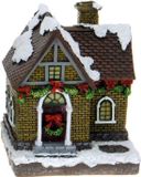 Merkloos / Sans marque Koopman International Kersthuisje Geel Polystone 14 cm