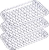BBQ Collection Set van 10x stuks barbecue grillschalen rechthoekig 11 x 18 cm - Vlees grillen - BBQ rooster