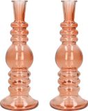 Merkloos Ideas 4 Seasons Bloemenvaas Florence - 2x - zacht oranje glas - helder - D8,5 x H23 cm