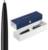 Waterman Impression Balpen | Medium Punt met Blauwe Inktvulling | Zwarte Lak met Palladium-Gecoate Afwerking | Geschenkdoos