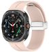 Wigento Samsung Voor Samsung Galaxy Watch Ultra 47mm: Grooved siliconen band met magnetische sluiting, roze