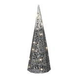 Countryfield LED verlichte kegel kerstboom lamp - zilver - metaal - 40 cm