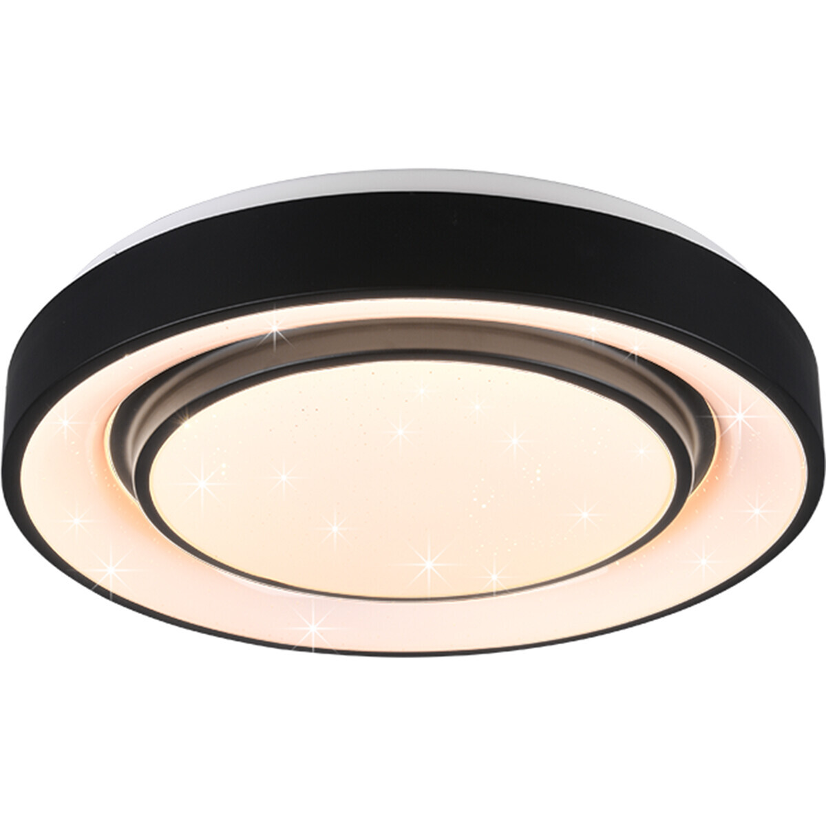 BES LED LED Plafondlamp WiZ - Plafondverlichting - Trion Monan - 20W - Aanpasbare Kleur - RGBW - Rond - Mat Zwart - Aluminium