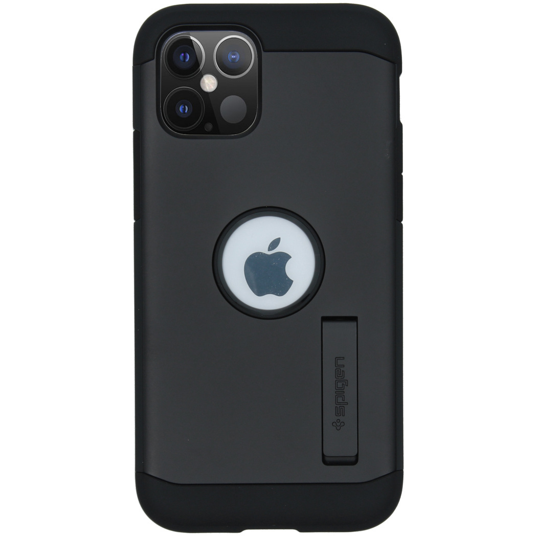 Spigen Tough Armor Backcover iPhone 12 (Pro) hoesje - Zwart