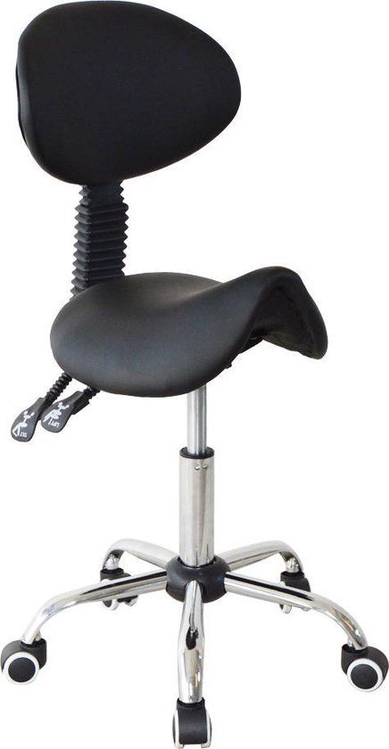 VDD Zadelkruk rugleuning ergonomisch kantelbaar - kapperskruk - tabouret - hoogte verstelbaar