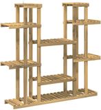 vidaXL Plantenstandaard Wit 123 x 25 x 114,5 cm Massief Acacia Hout