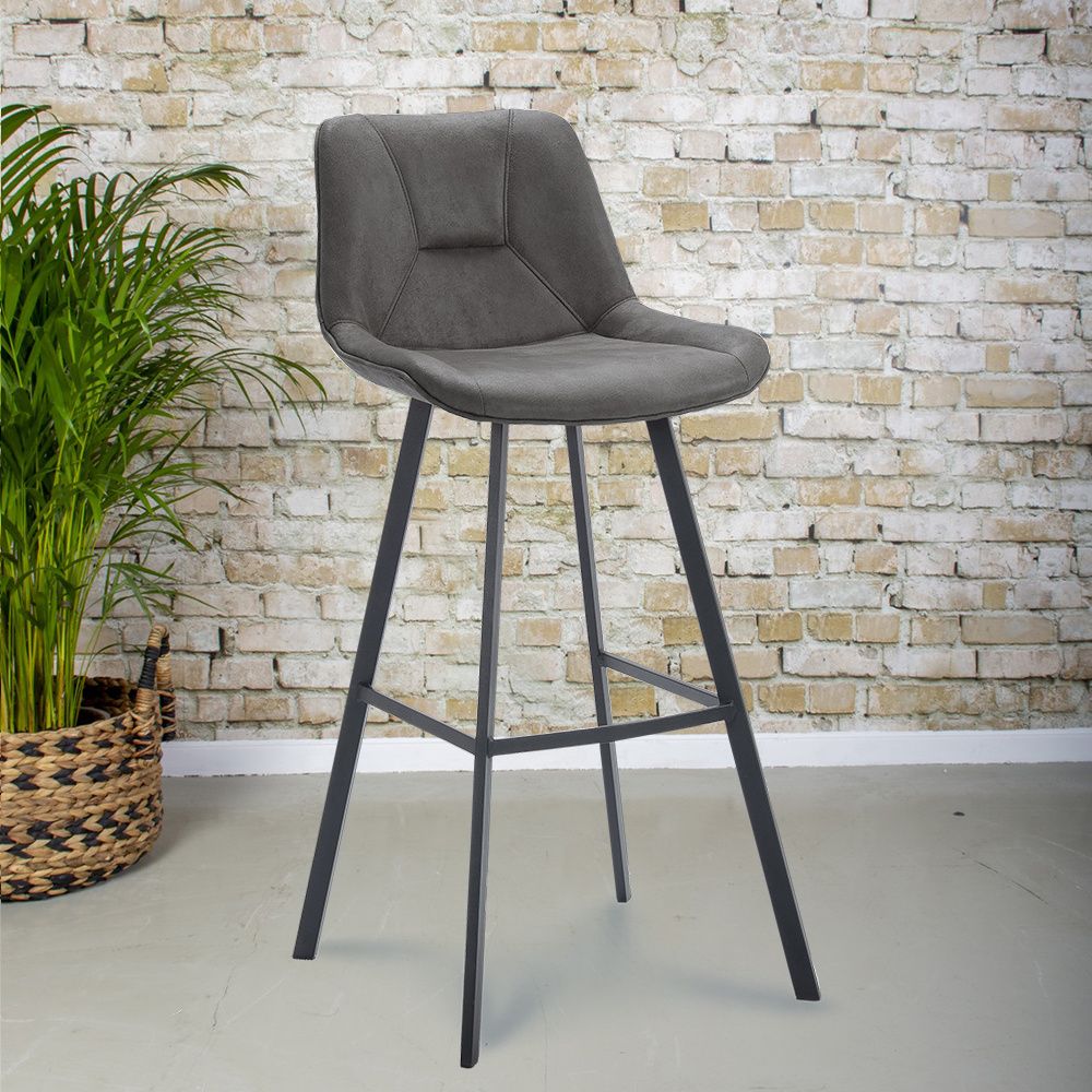 Barkruk Lively - Grijs - Bull leer