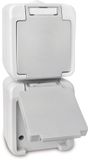 PK Peranova 102437 Pera Wandcontactdoos dubbel spatwaterdicht Lichtgrijs, Donkergrijs 1 stuk(s)