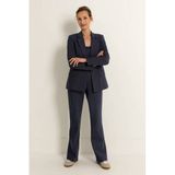 Claudia Sträter travelstof flared high waist flared broek donkerblauw