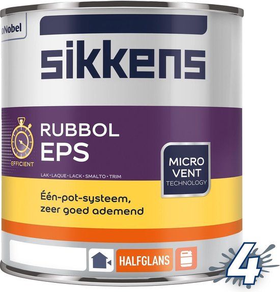 Sikkens Rubbol EPS - RAL 9010 - 0.5 liter - Mengkleur - Glans