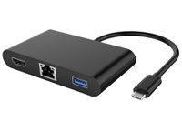 PremiumCord USB-C dock met Gigabit RJ45, 4K HDMI, USB 3.0, Audio, PD, compatibel met video 4K 2160p, Full HD 1080p, USB 3.1 Type C, Ethernet, kleur zwart, lengte 20cm