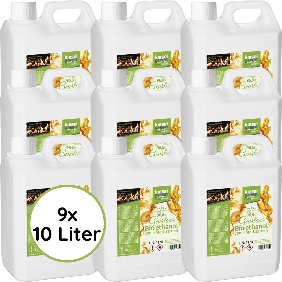 kieselgreen 90 Liter Bio-ethanol 96,6% sfeerhaard biobrandstof in jerrycan bioethanol geurloos