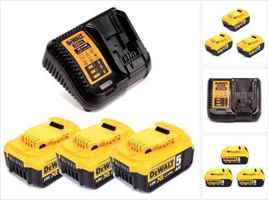 DeWALT DCB115P3 - Accu Starterset - 18V - 3x 5.0Ah Accu's + Lader