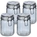 Zeller Voorraadpotten/bewaarpotten - 4x - 250 ml - grijs - glas - beugelsluiting - D8 x H10 cm