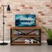 Homemania FLY176007 TV-kast voor woonkamer, deur, planken, standaard, walnoot, zwart, melaminespaanplaat, metaal, 100 x 30 x 55 cm