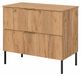 3xE living Meuble sous-lavabo 80 cm, 2 tiroirs, chêne artisanal | Fermeture douce, façade cannelée MDF 18 mm, plan inclus, poignées plastique, pieds noirs, 80 x 46 x 73,6 cm