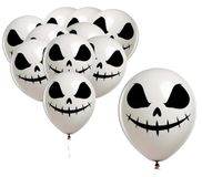 FIESTAS GUIRCA 10 ballonnen met spookgezicht (30 cm), Halloween-decoratie en kostuumfeesten, ideaal voor spookfeesten en thema-evenementen, zwart en wit