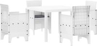 vidaXL Bartafel Set 3-delig Wit Polyrattan