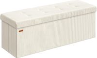 SONGMICS Voetenbank met opbergruimte, opvouwbare bank, 38 x 110 x 38 cm, voetenbank, bedbank, opbergbox, draagvermogen tot 300 kg, woonkamer, slaapkamer, hal, crèmewit LSF604W01