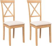 vidaXL Eetkamerstoelen met kussens 2 stuks massief hout rubber naturel en licht