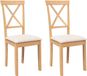 vidaXL Eetkamerstoelen met kussens 2 stuks massief hout rubber naturel en licht