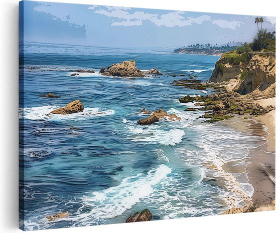 Artaza Canvas Schilderij Strand en Oceaan - 120x80cm - Canvas Print
