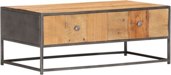 vidaXL Salontafel - 90x50x35 cm - Massief Gerecycled Hout - Industrieel - Bruin