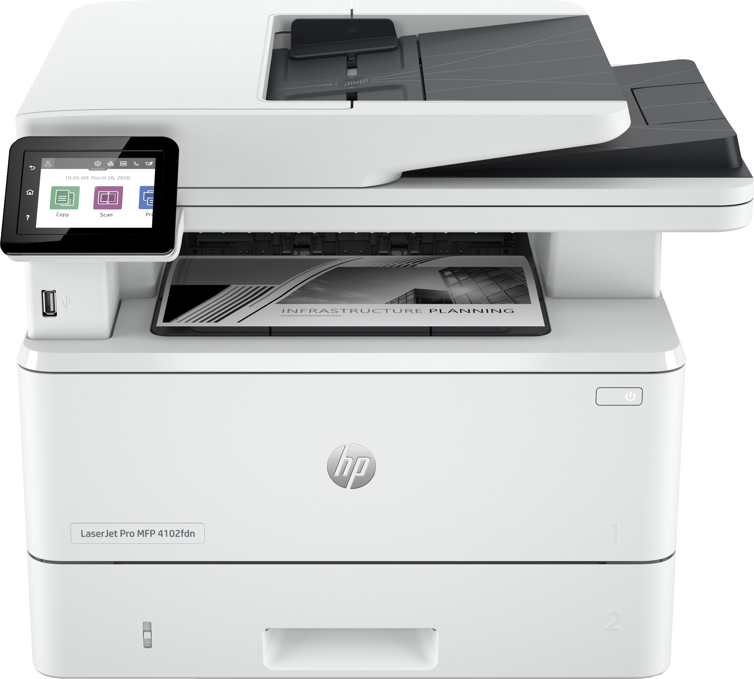 HP LaserJet Pro MFP 4102fdn - Multifunctionele Laserprinter - Zwart-wit - A4 - 40 ppm - Duplex - ADF - LAN - Fax