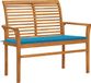 vidaXL Tuinbank met blauw kussen, 112 cm, massief teakhout