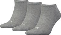 PUMA 3-Paar Sneaker sokken met zachte badstof zool - Ademend mesh gedeelte - Elastisch katoen - Wit - Zwart - Grijs - Maat 38