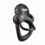 HoneyPlayBox Anello - Anneau vibrant double avec stimulateur clitoridien - Contrôlé par application, noir