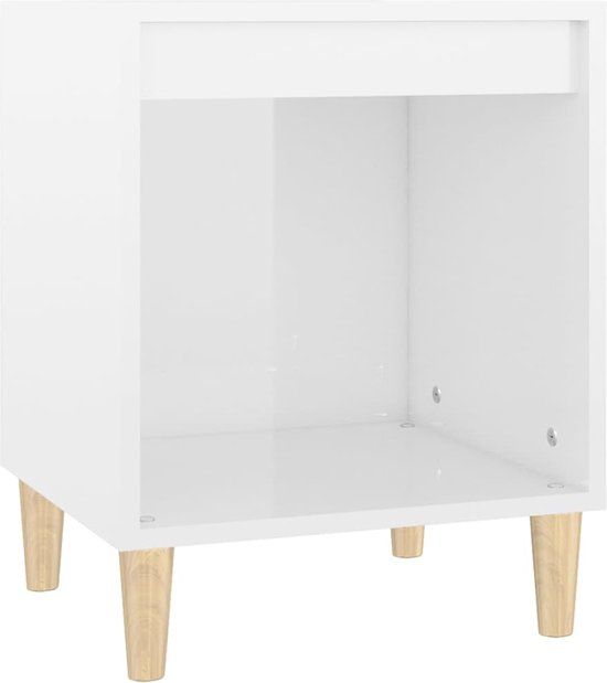 vidaXL Nachtkastje 40x35x50 cm bewerkt hout hoogglans wit