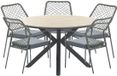 Garden Impressions Ross tuinset 6-delig mosgroen - Tulli tuintafel Ø148x75 cm light teak look