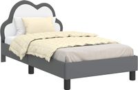 vidaXL Kinderen Bedframe met Hoofdboard Lichtgrijs 80 x 160 cm PU