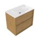 Saniclass Holz Frame Badkamermeubelset - 80x45x61.5cm - Flow solid surface wastafel wit - 1 wasbak - zonder kraangat - 2 lades - mat eiken natural (hout) SW1578576/SW1224148