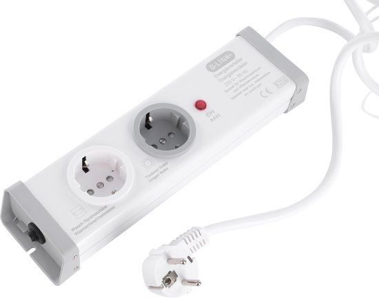 Q-Link 2-voudige stekkerdoos - randaarde - 1.5 m - wit/grijs