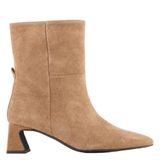 DWRS beige leren enkellaarzen met blokhak