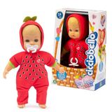 Cicciobello My Love Fruits Zachte pop met aardbeienmotief, geurende pop, 24 cm hoog, inclusief fopspeen, voor jongens en meisjes vanaf 2 jaar