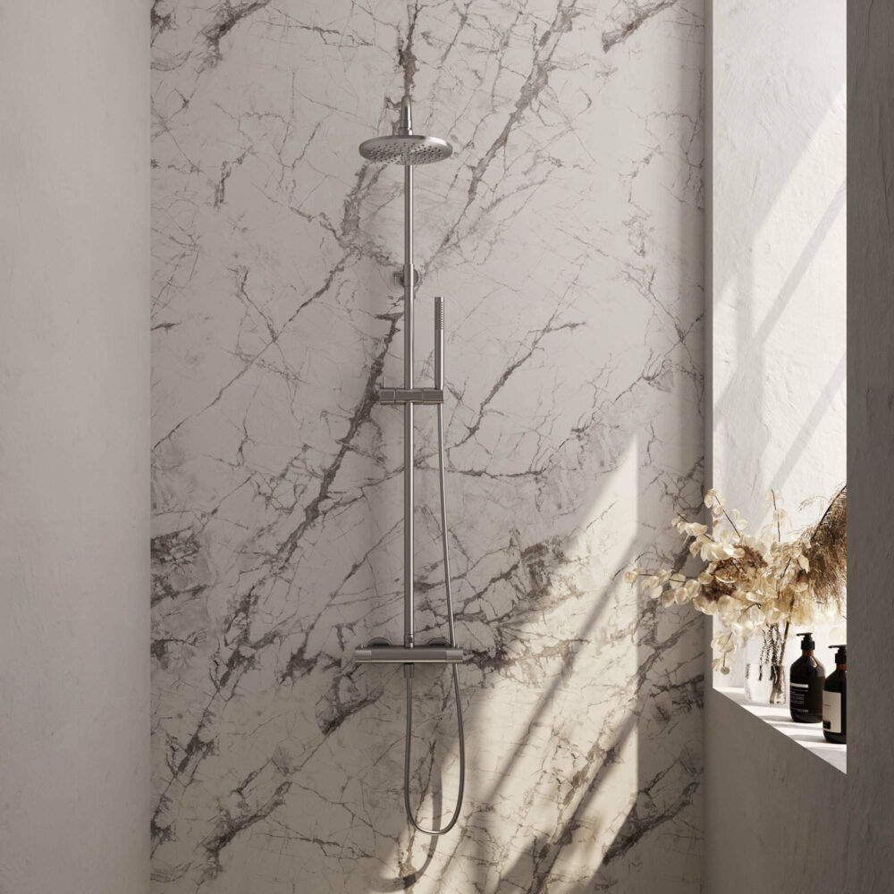 Brauer Brushed Carving opbouw regendouche met staafhanddouche 20 nikkel - Messing - 8720359393906