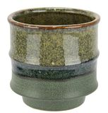 Bloempot van keramiek, geribbeld, cilindervorm, plantenpot, groen, grijs, bruin, mat, glanzend, keramische vaas, vaas, decoratie, decoratieve vaas voor bloemen, bloemstukken, droogbloemen, takken,