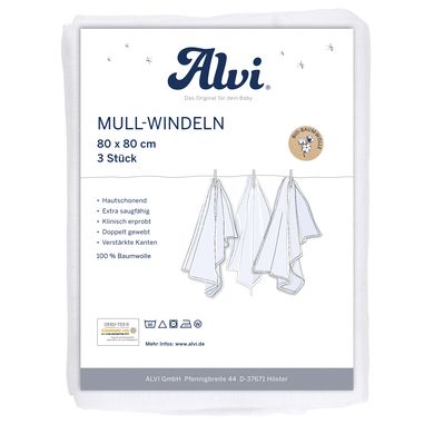 Alvi ® Gaasluiers 3-pack wit 80 x 80 cm