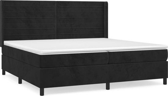 vidaXL Boxspring met matras fluweel zwart 200x200 cm