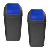 Set van 2 emmers - vuilnisemmer met schommeldeksel, 15 l, blauw
