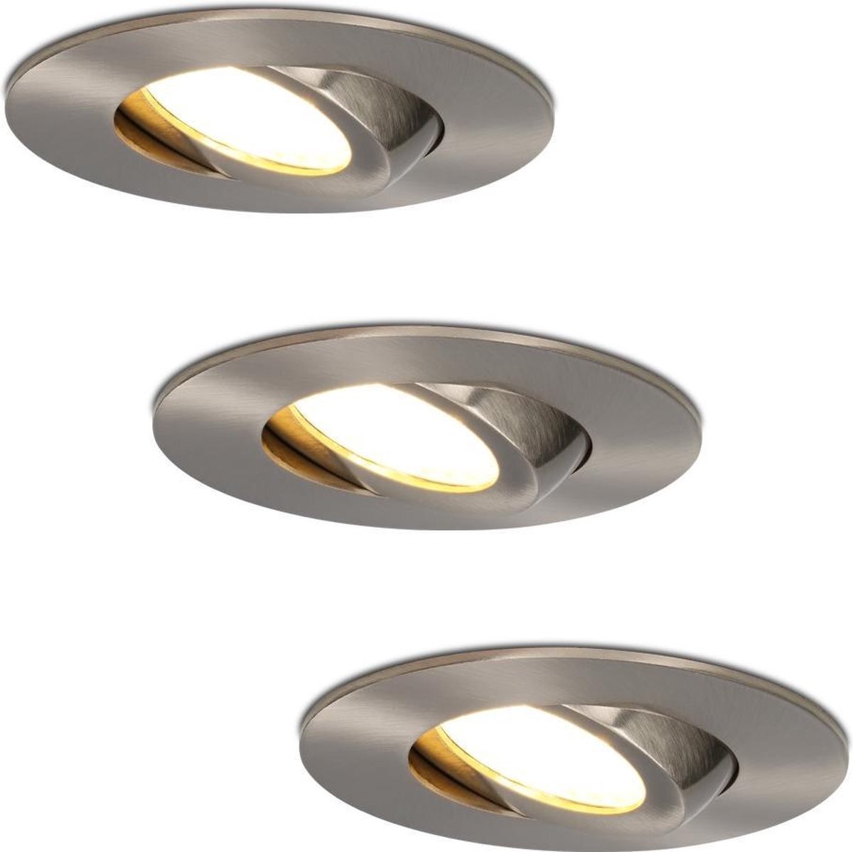 Lightexpert Set van 3 stuks LED inbouwspots Napels IP65 8 Watt 2700K dimbaar 360° kantelbaar RVS