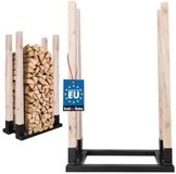 KOTARBAU® Brandhoutrek, Haardhoutrek, Staal en Hout, 81,5 x 32 x 122 cm, Zwart, Haardhoutopslag, Houtstapelaar, Haardhout Opslag, Decoratief, Minimalistisch Design, Duurzaam