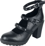Gothicana zwarte hoge hakken met drie bandjes en studsdetails - Dames - EU37