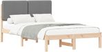 vidaXL Bedframe avec tête de lit rembourrée Gris clair 135 x 190 cm