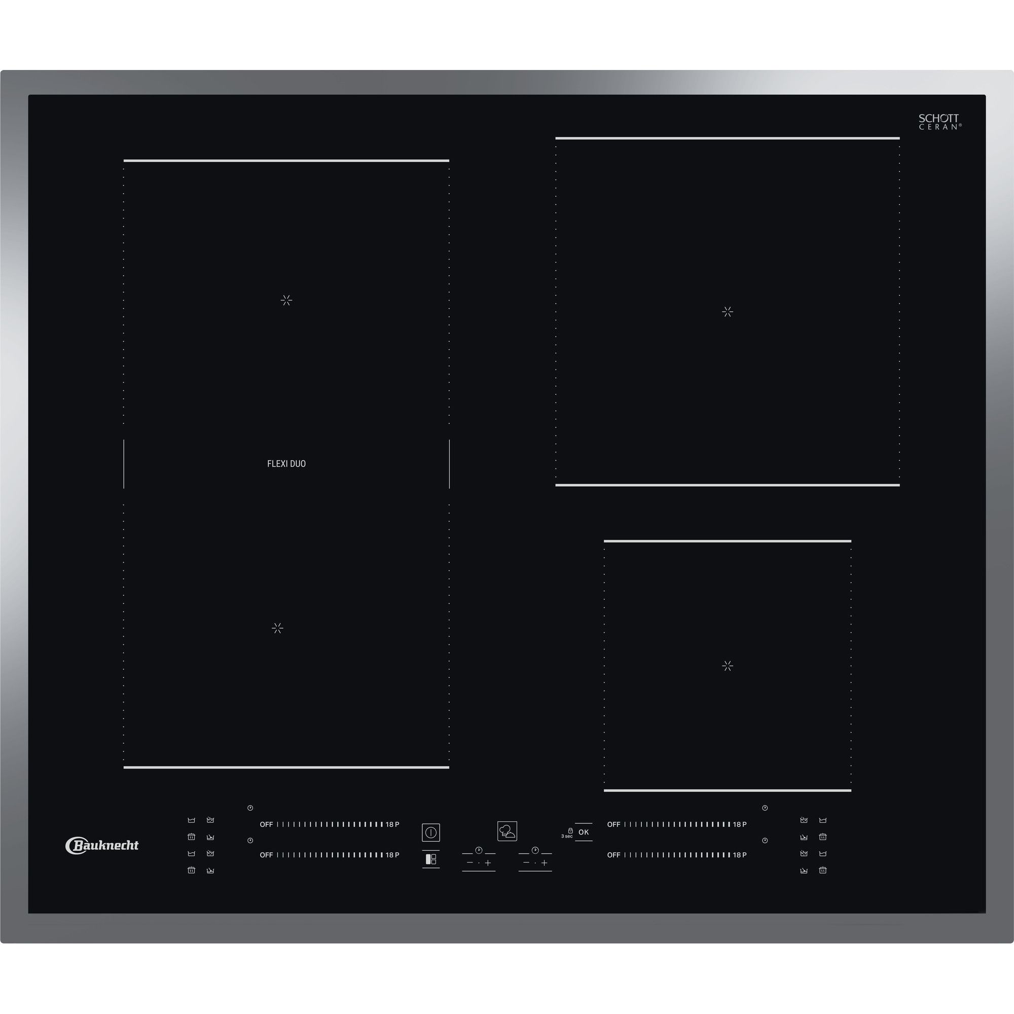 Bauknecht BS 7160C FT - Ceramic Hob - Black - 4 Zones - Built-in