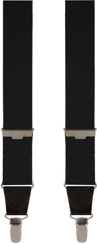 Profuomo Zwarte bretels met zwart leer en clips